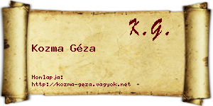 Kozma Géza névjegykártya