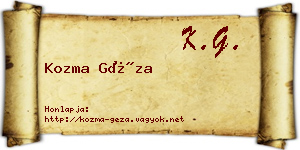 Kozma Géza névjegykártya